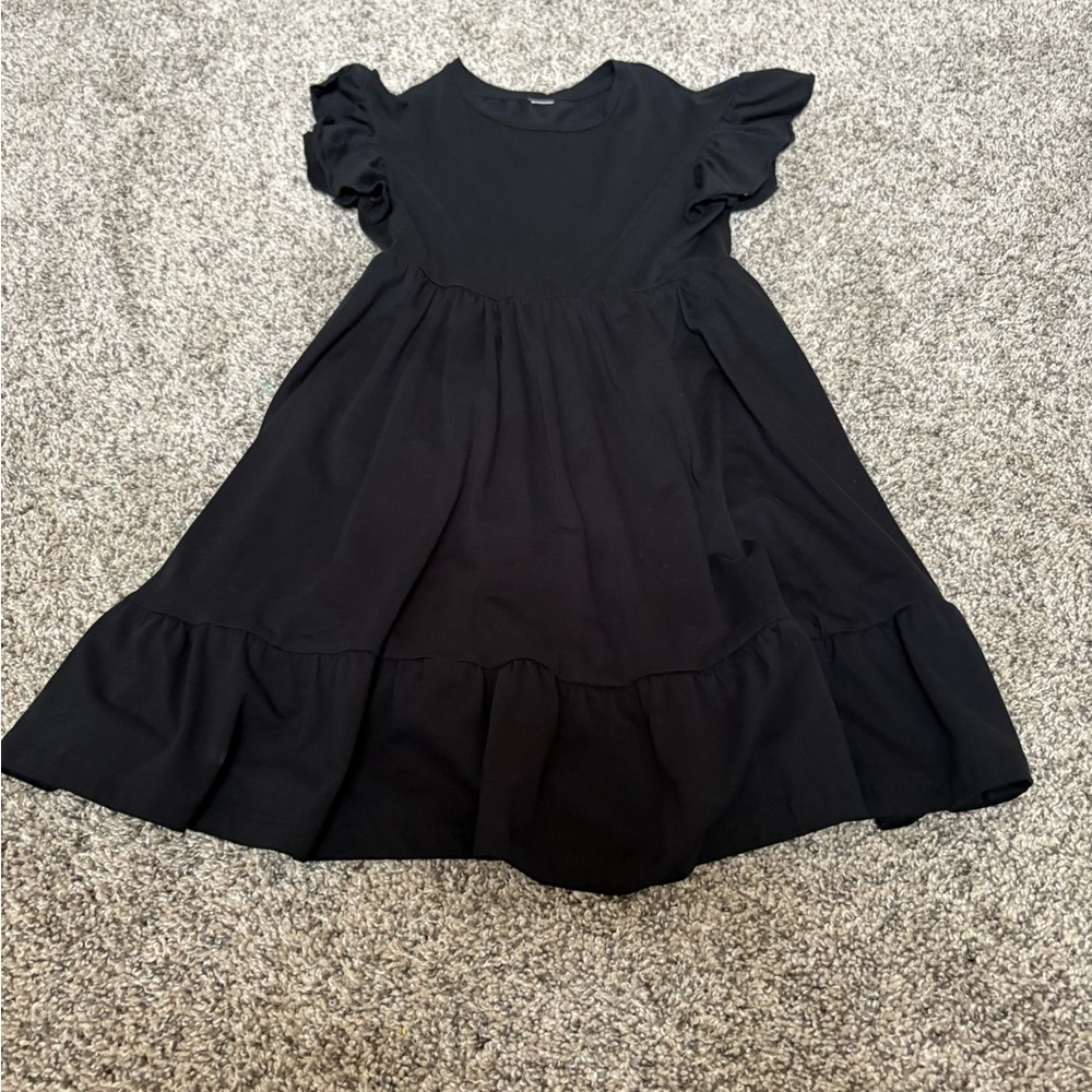 Elegant Black Ruffle Kids Dress